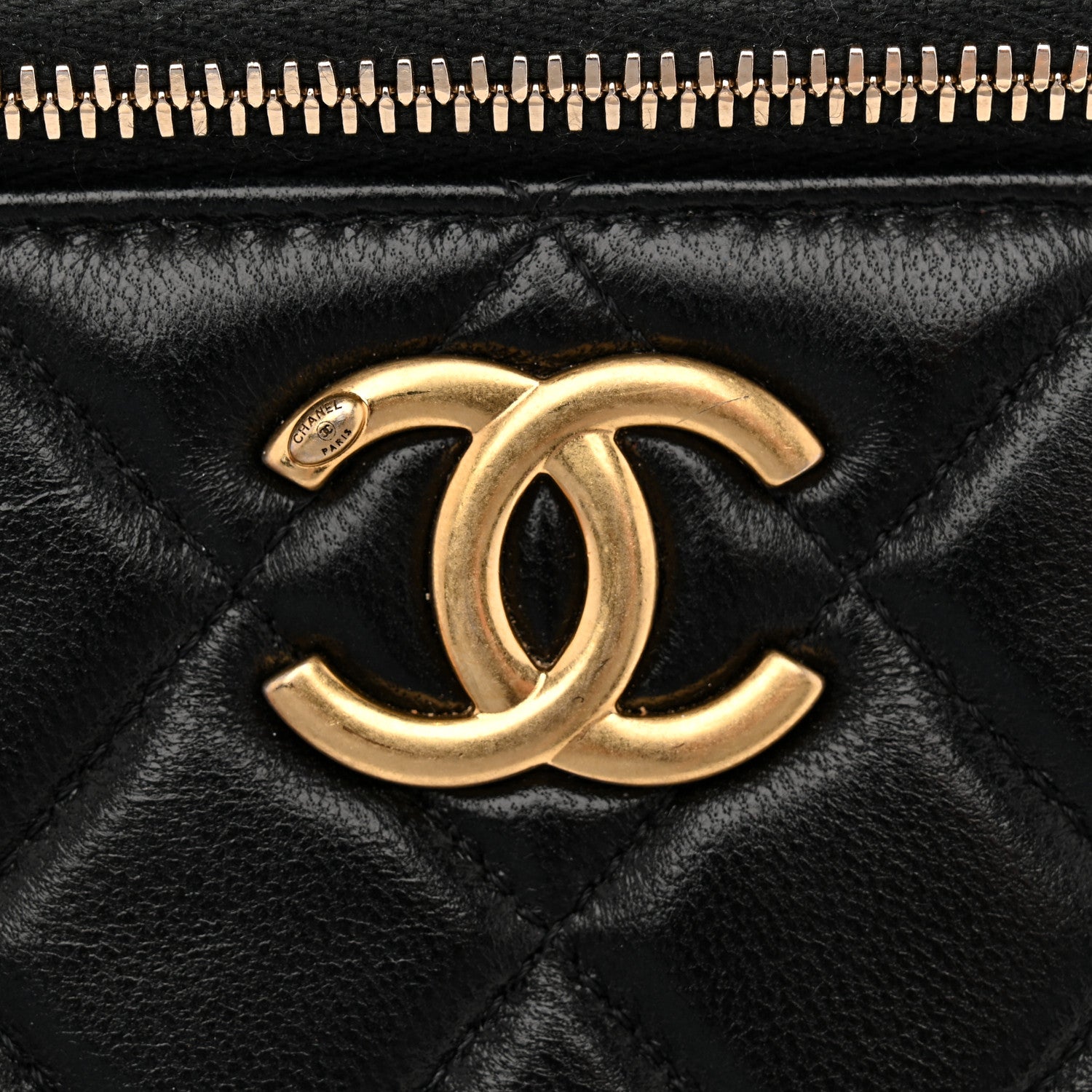 Chanel Lambskin Quilted Small CC Vanity Case Black 12 of 14