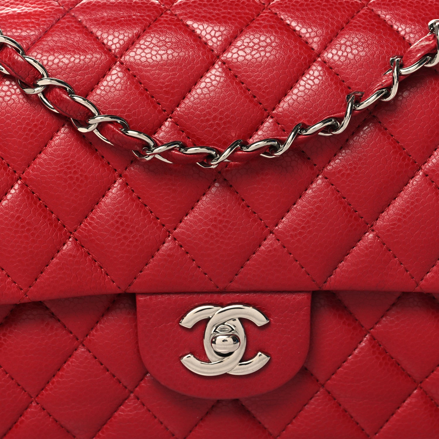 Chanel Caviar Quilted Medium Double Flap Dark Red 8 of 11