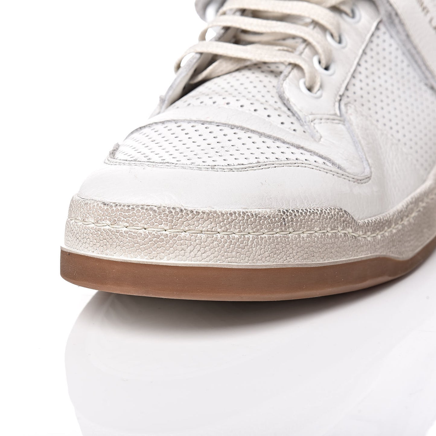 Perforated Calfskin Mens Jeddo Sneakers 43 White
