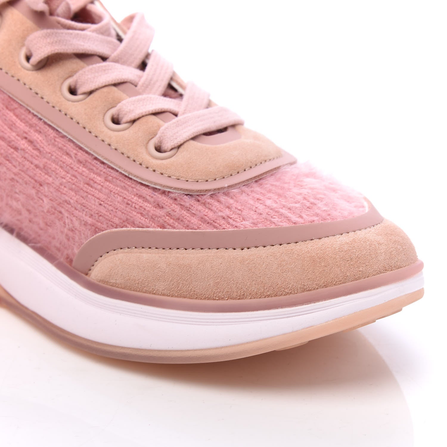 Chanel Suede Calfskin Stretch Fabric CC Sneakers 37.5 Pink 7 of 7
