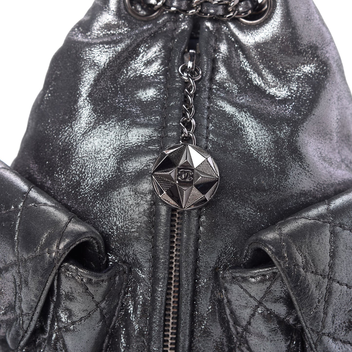 Iridescent Calfskin Mini Backpack Is Back Silver