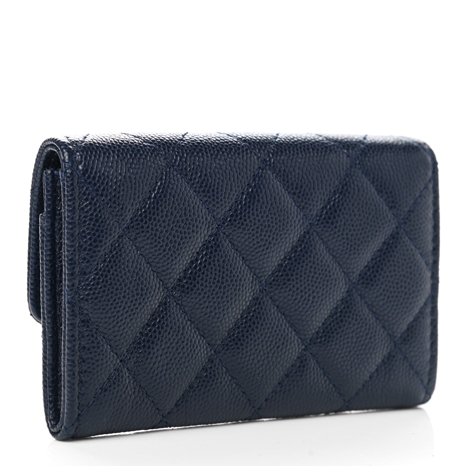 Chanel Caviar Quilted Crystal CC Flap Card Holder Navy Blue 3 of 9