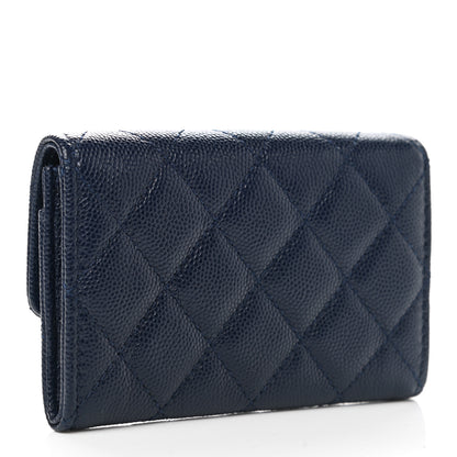 Chanel Caviar Quilted Crystal CC Flap Card Holder Navy Blue 3 of 9
