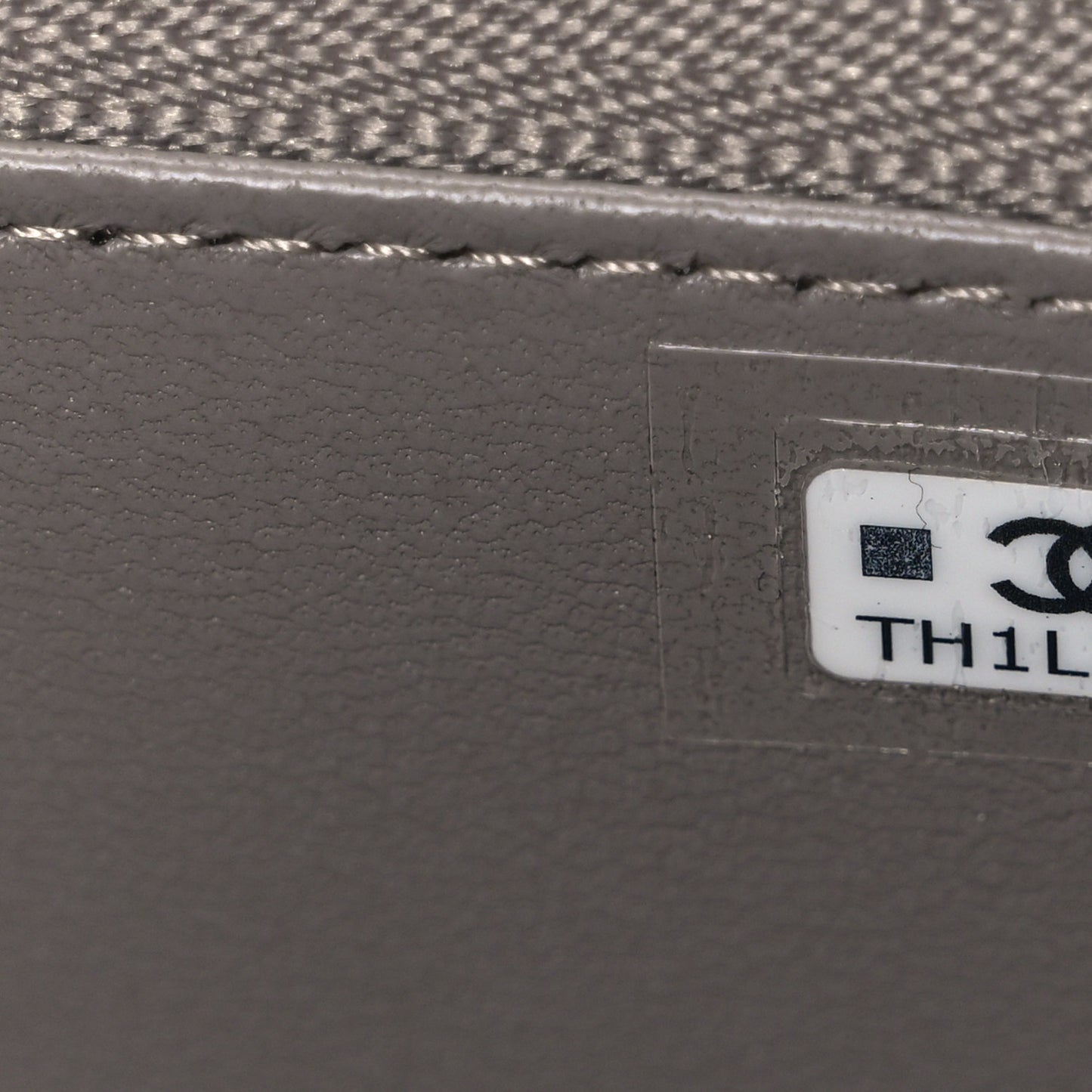 Lambskin Quilted Small Top Handle Vanity Case With Chain Dark Grey