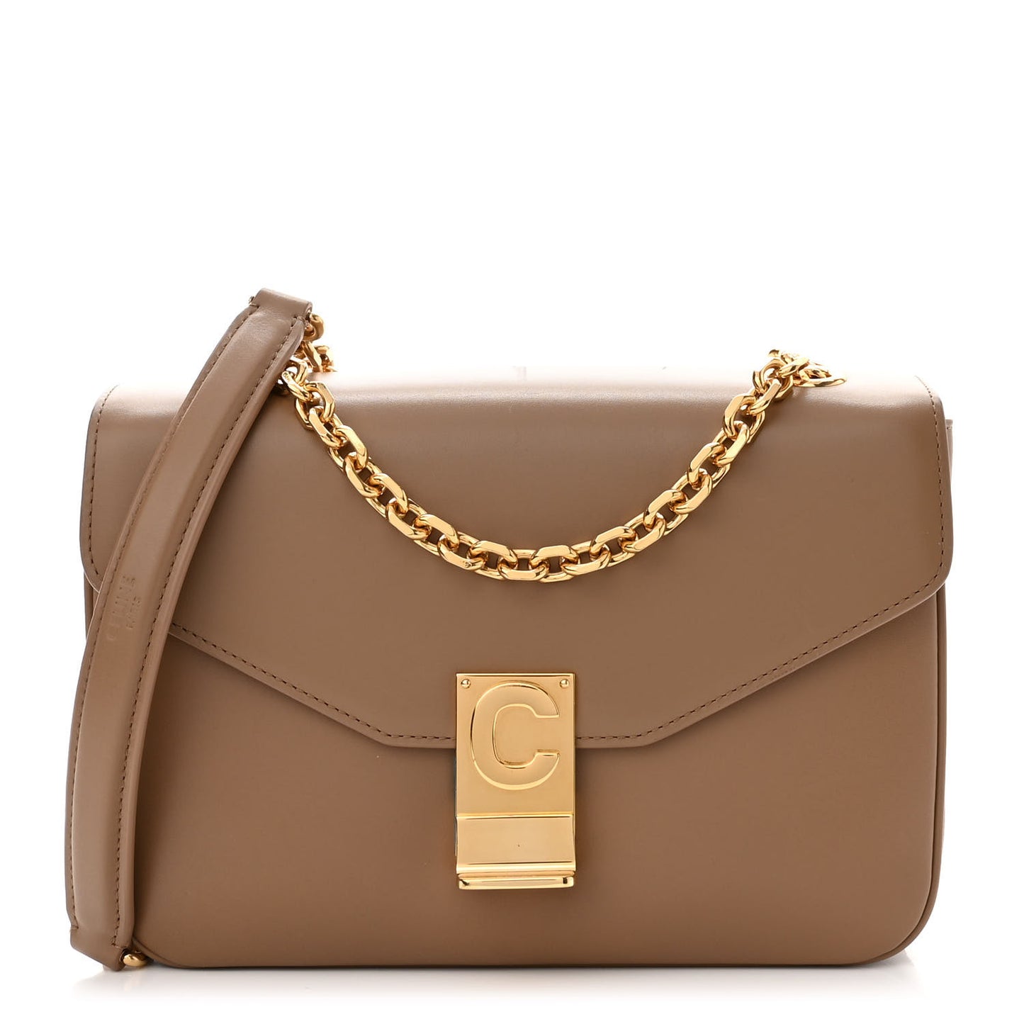 Shiny Calfskin Medium C Bag Camel