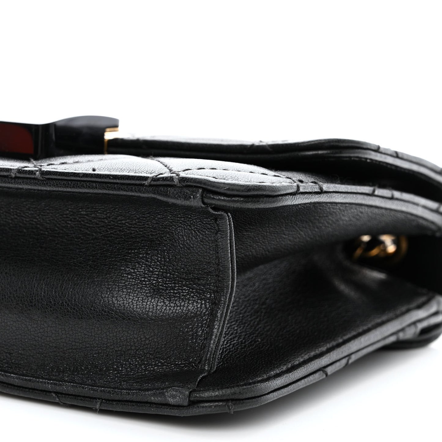 Sheepskin Quilted Mini Beauty Lock Flap Black