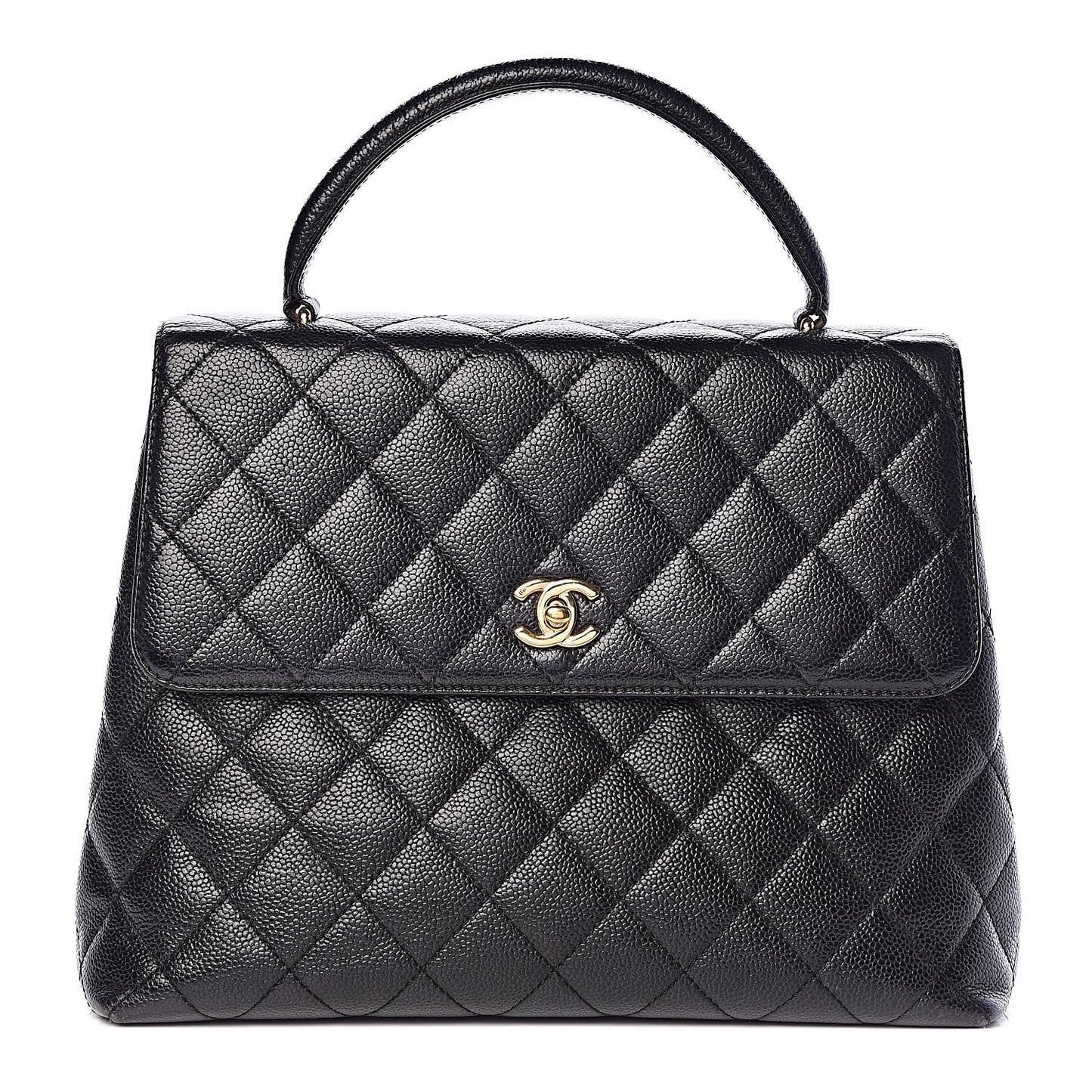 Caviar Quilted Jumbo Kelly Flap Black