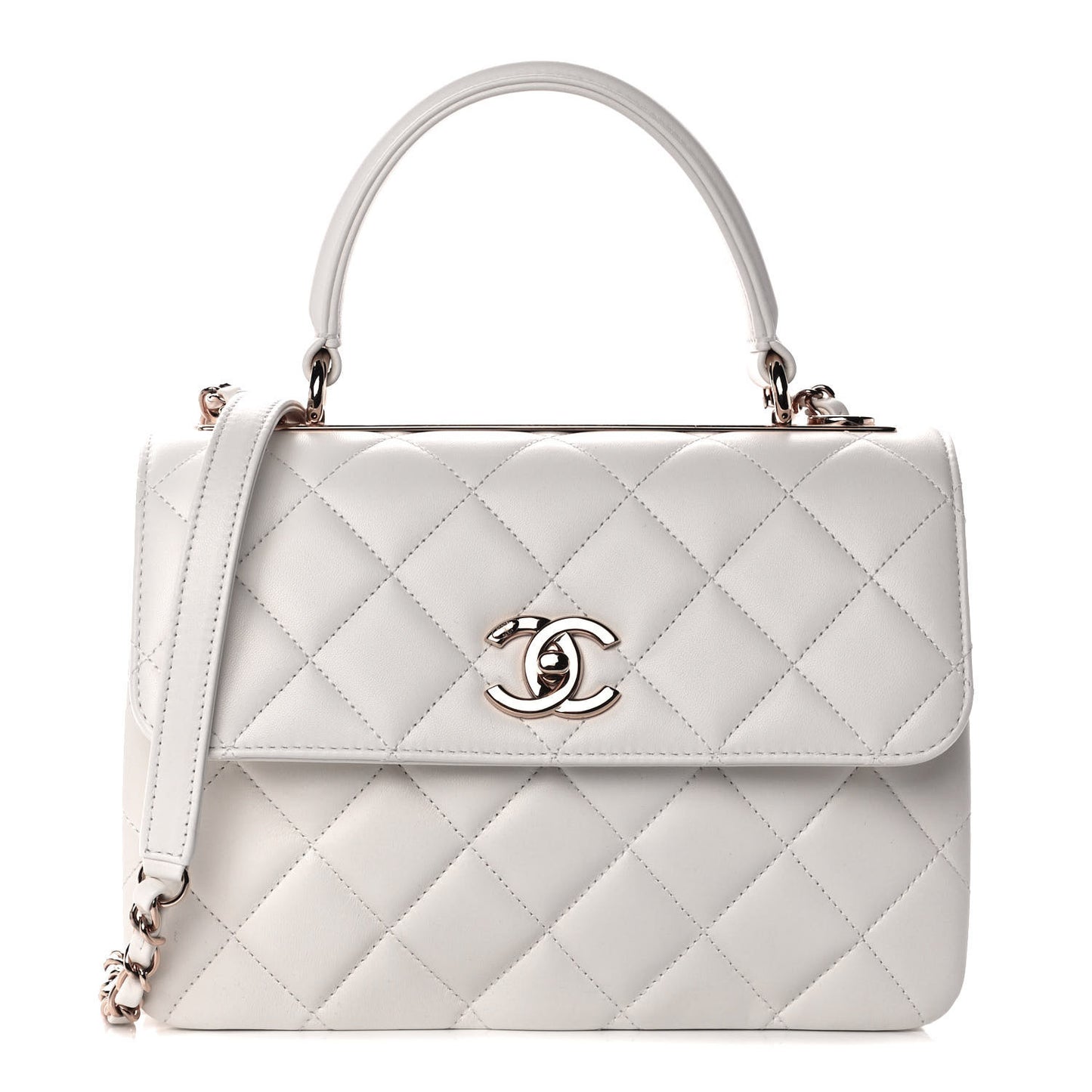 Lambskin Quilted Small Trendy CC Dual Handle Flap Bag White