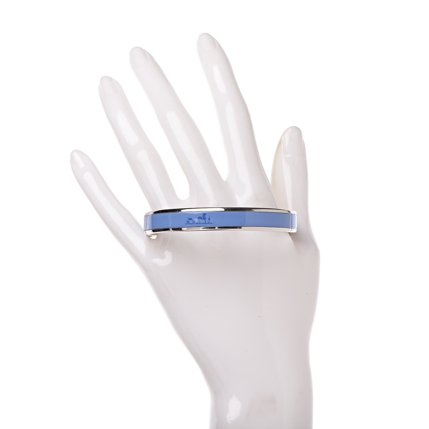 Hermes Enamel Printed Narrow Caleche Bracelet 65 Bleu 2 of 5
