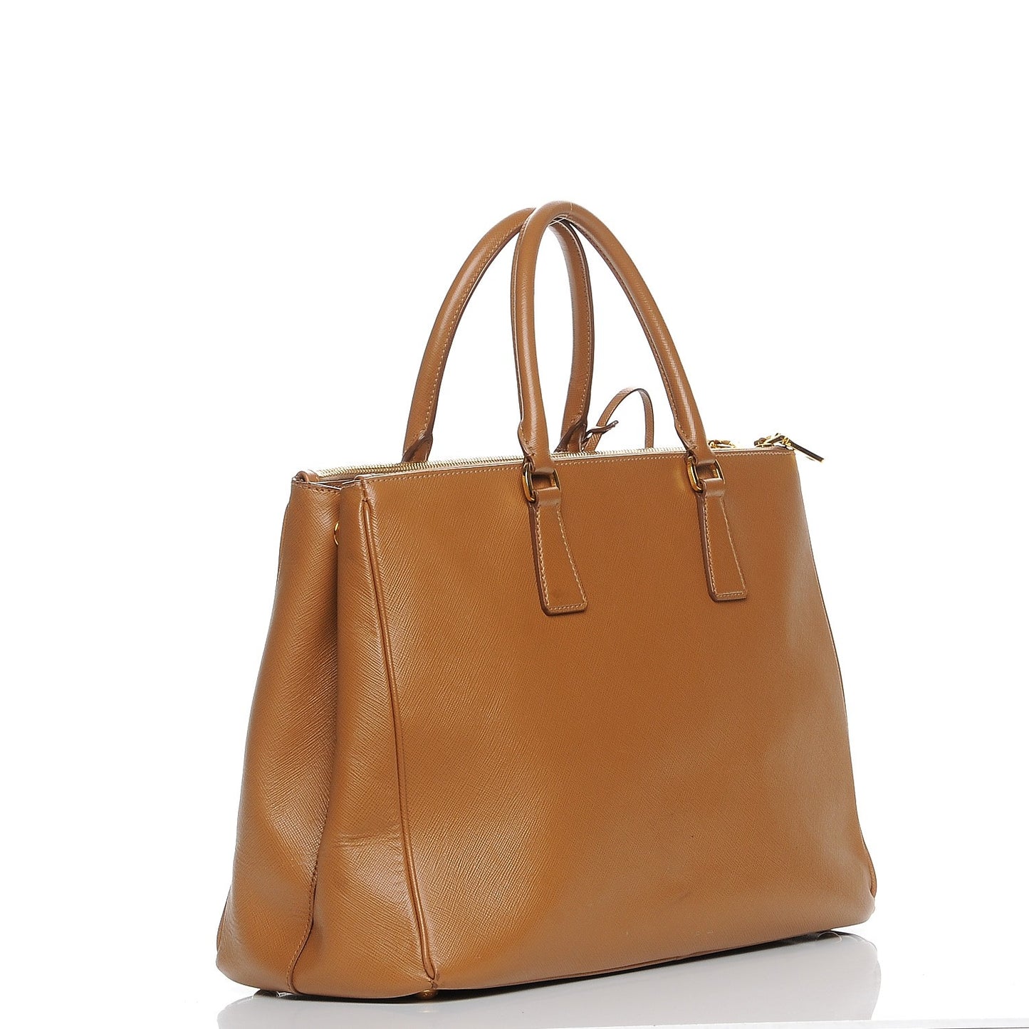 Saffiano Medium Galleria Double Zip Tote Caramel