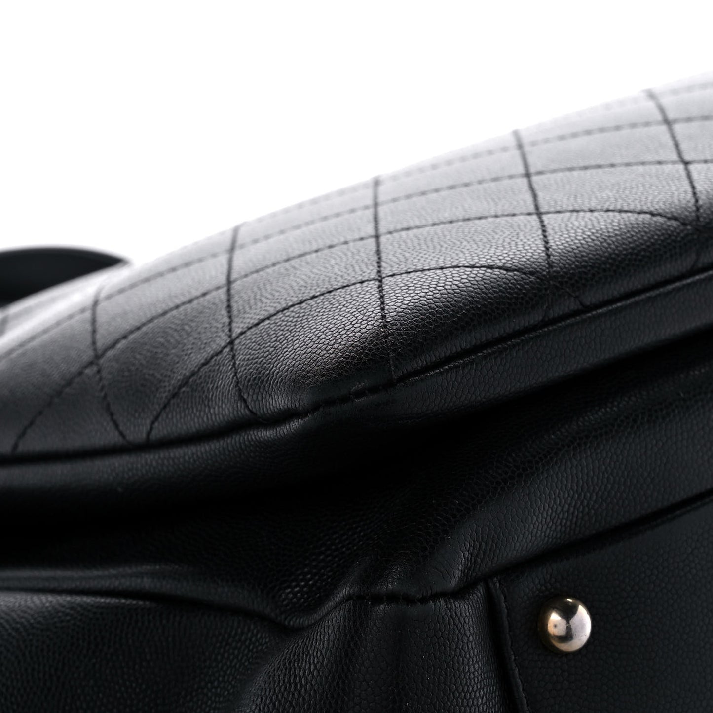 Grained Calfskin Stitched Lady Coco Top Handle Tote Black