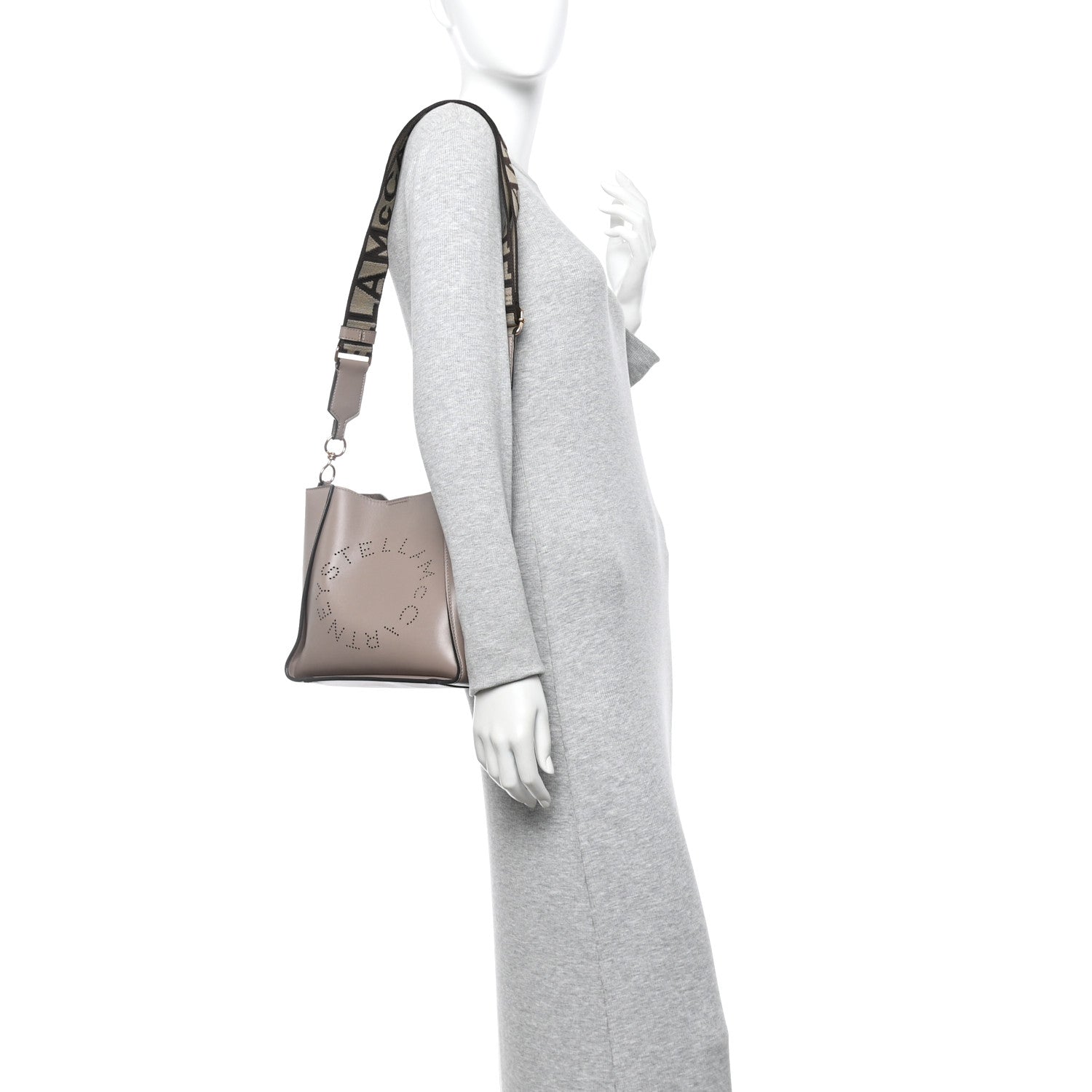 Stella McCartney Eco Alter Nappa Perforated Logo Mini Crossbody Dark Taupe 2 of 9