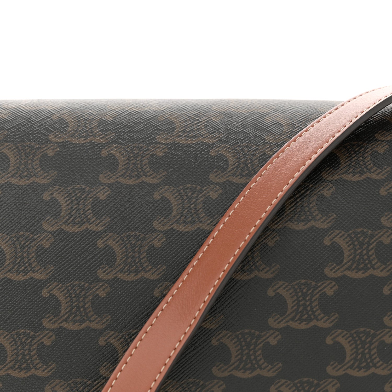 Celine Triomphe Canvas Medium Folco Bag Tan 8 of 10