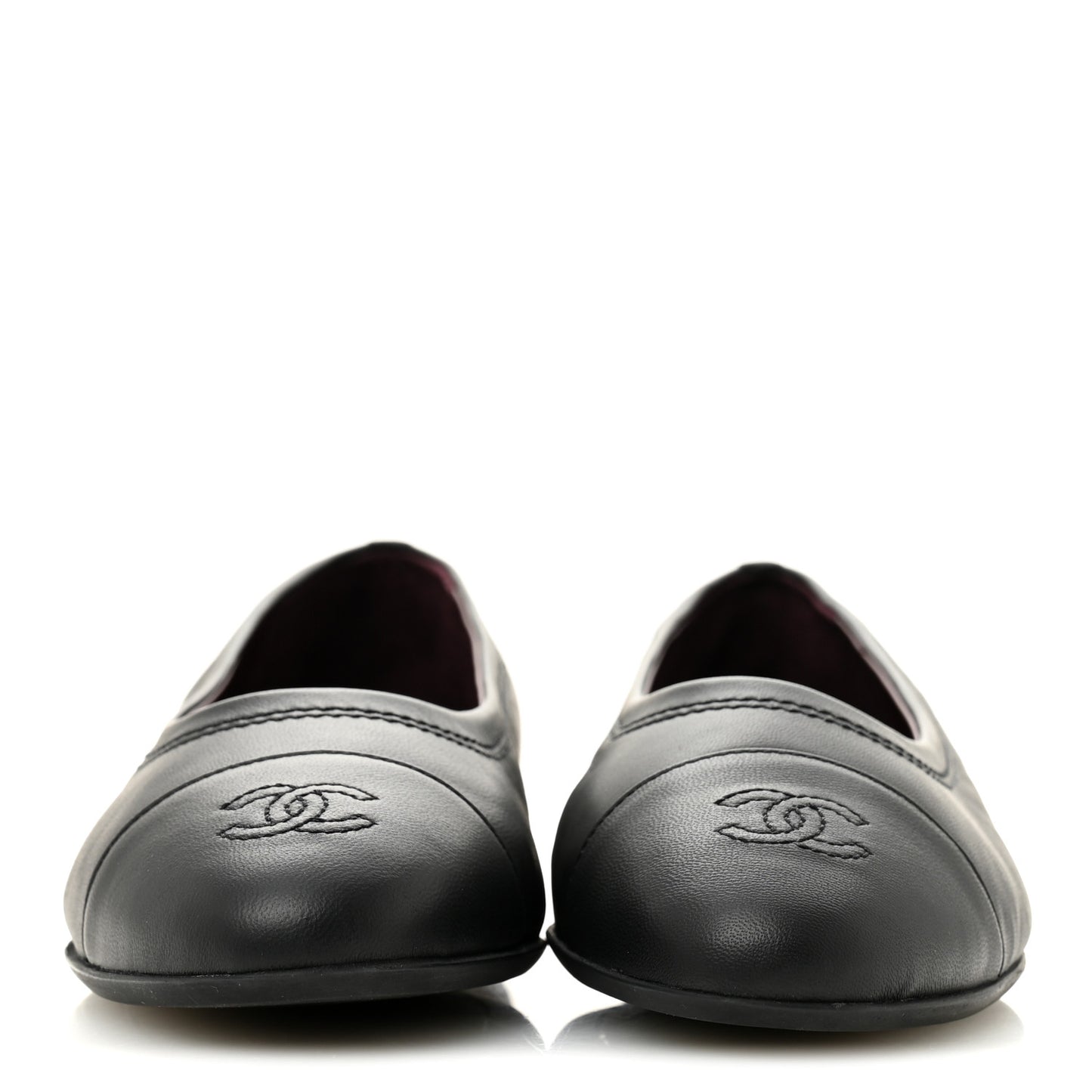 Lambskin Cap Toe CC Uniform Ballerina Flats 40 Black