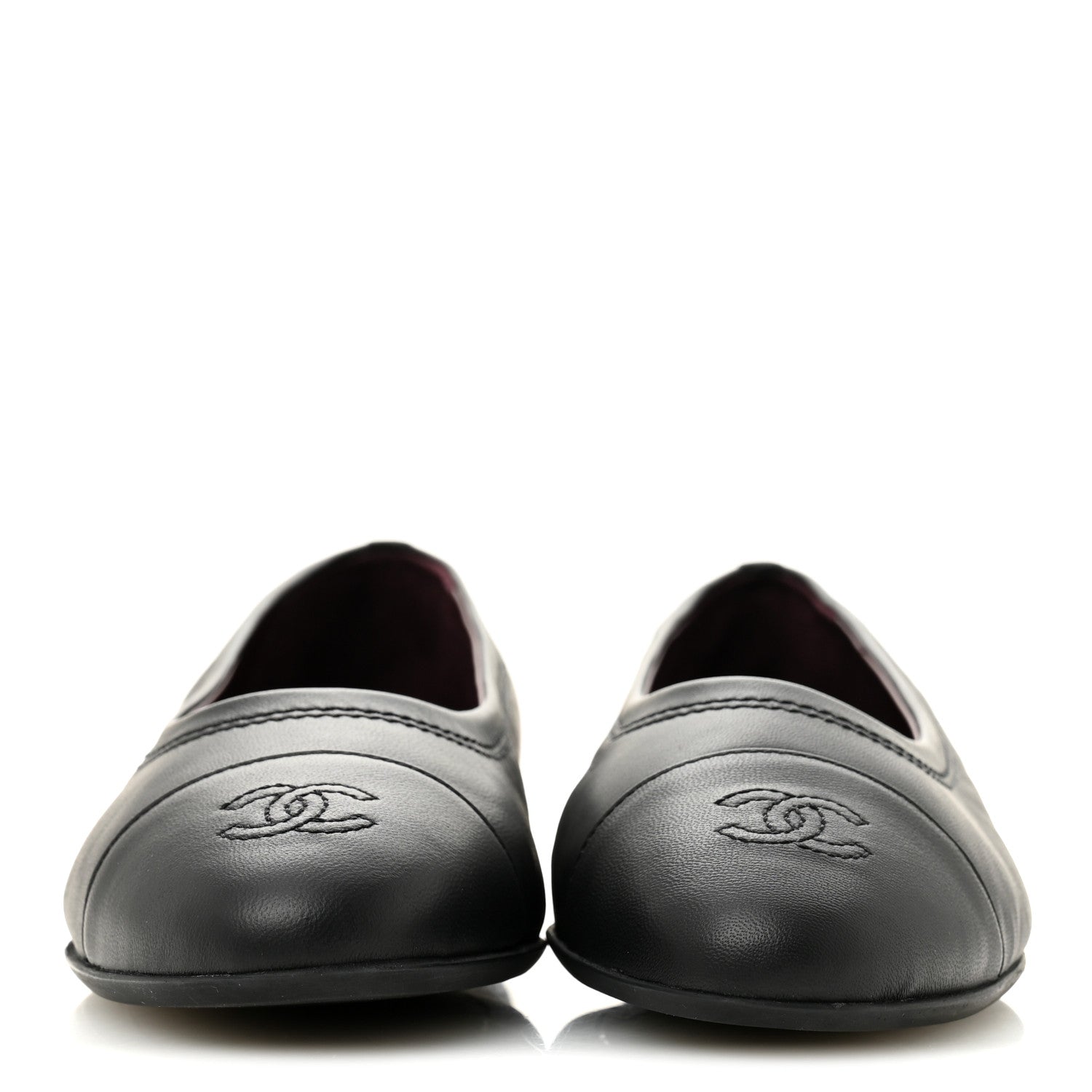 Chanel Lambskin Cap Toe CC Uniform Ballerina Flats 40 Black 3 of 9