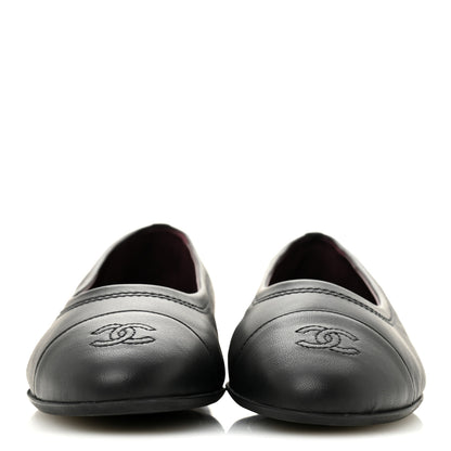 Chanel Lambskin Cap Toe CC Uniform Ballerina Flats 40 Black 3 of 9