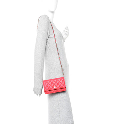 Chanel Caviar Quilted Wallet on Chain WOC Pink 2 of 12