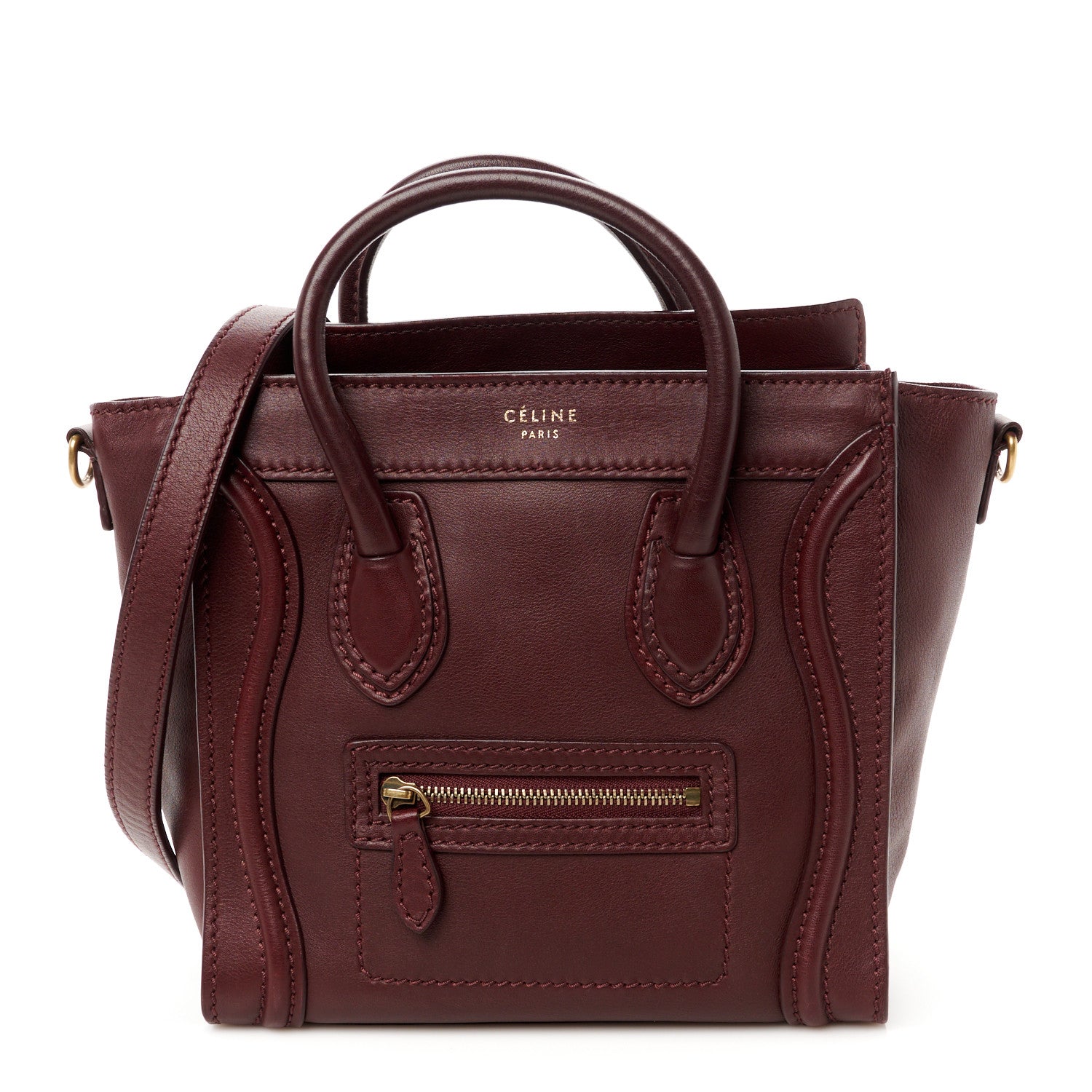Celine Smooth Calfskin Nano Luggage Burgundy 1 of 9