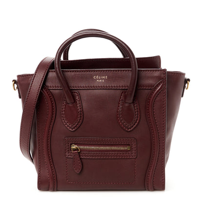 Celine Smooth Calfskin Nano Luggage Burgundy 1 of 9