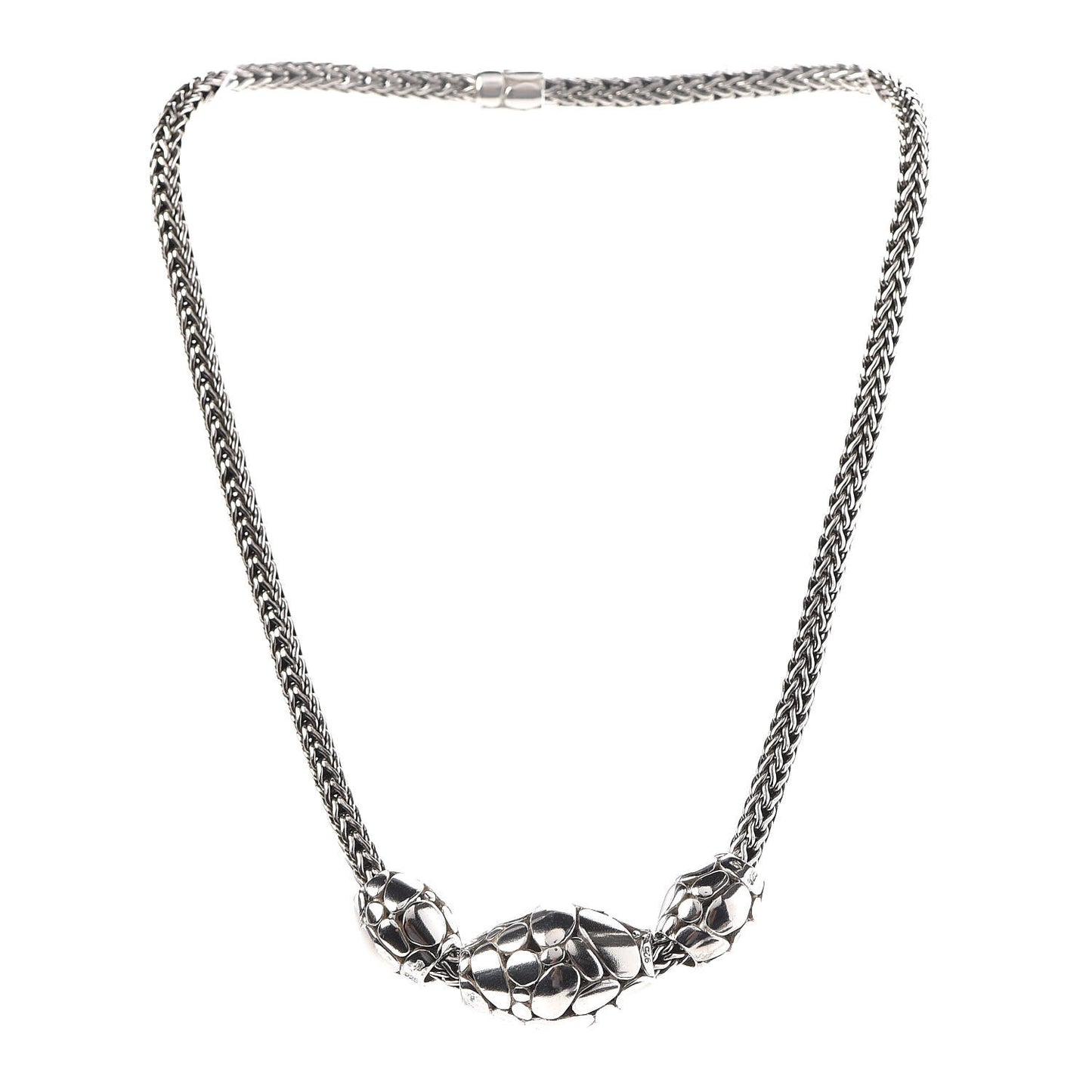 Sterling Silver Kali Elliptical Bead Trio Necklace