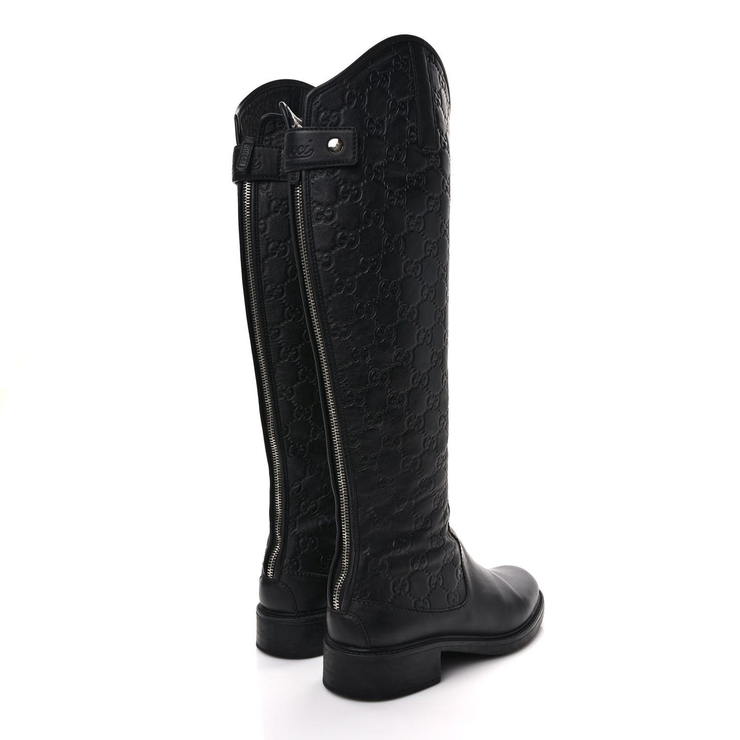 Guccissima Calfskin Miro Soft Knee High Riding Boots 37.5 Black