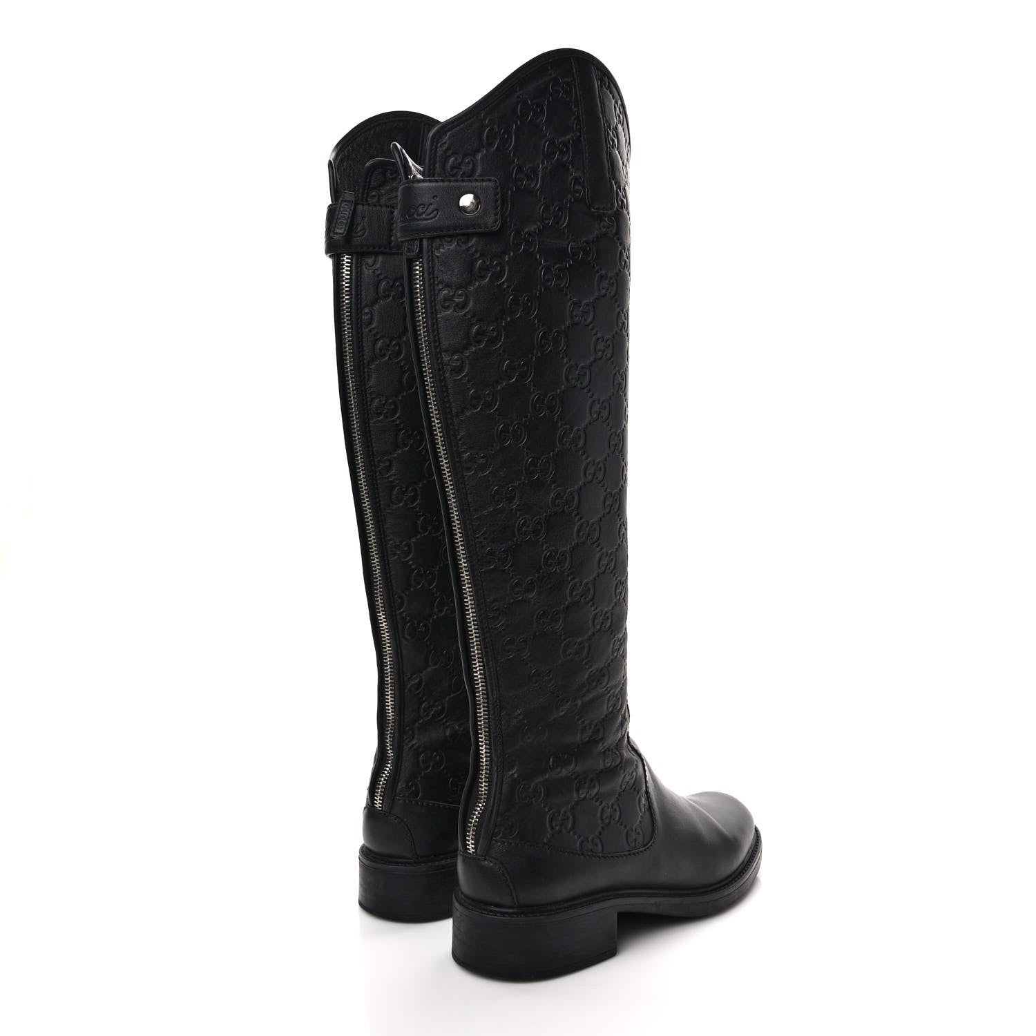 Gucci Guccissima Calfskin Miro Soft Knee High Riding Boots 37.5 Black 4 of 8