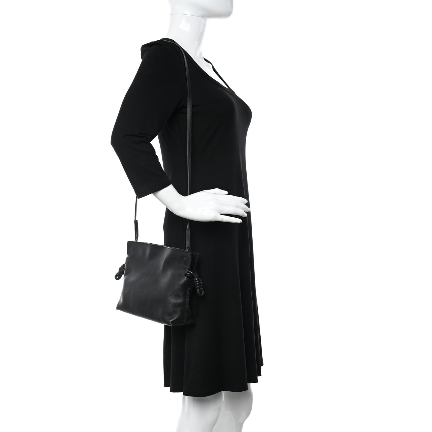 Calfskin Mini Flamenco Knot Clutch Black