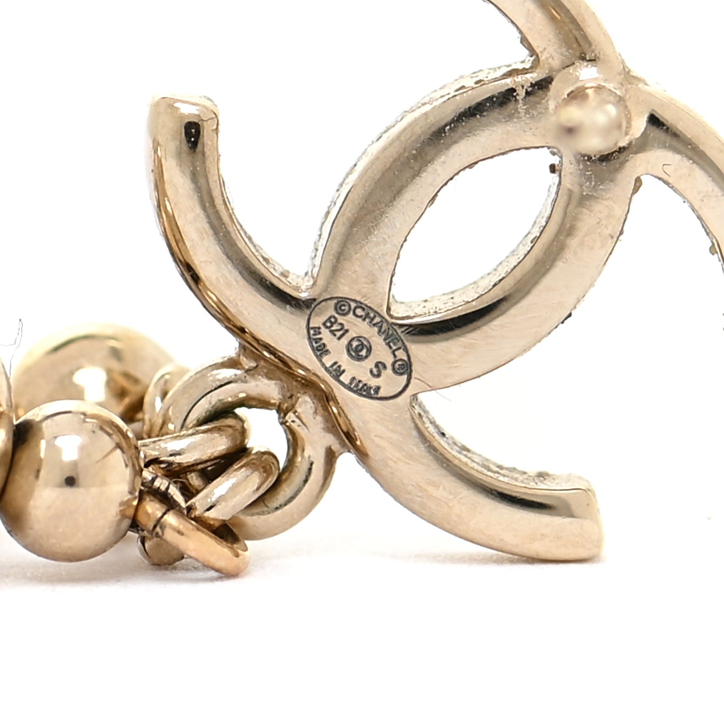 Metal CC Bead Drop Earrings Gold