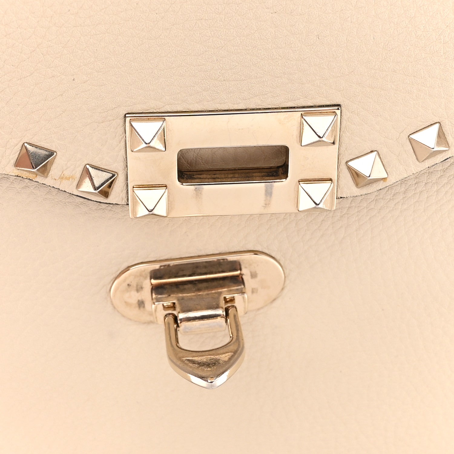Valentino Garavani Grained Calfskin Rockstud Top Handle Flap Shoulder Bag Light Ivory 16 of 20