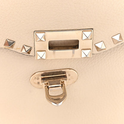 Valentino Garavani Grained Calfskin Rockstud Top Handle Flap Shoulder Bag Light Ivory 16 of 20