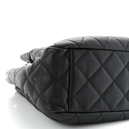 Chanel Lambskin Quilted Chain Drawstring Bag Black 8 of 9
