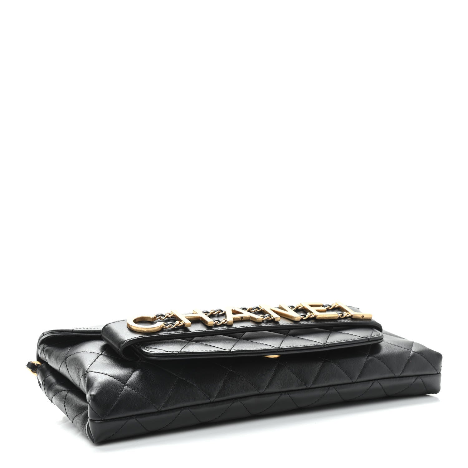 Chanel Calfskin Quilted Enchained Clutch Black 4 of 13
