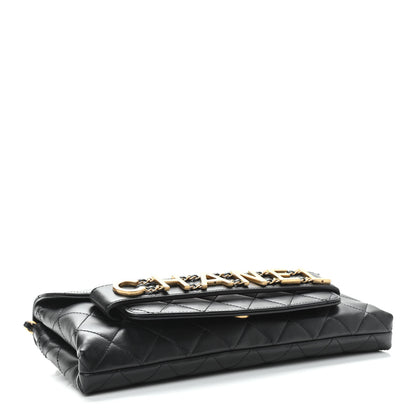 Chanel Calfskin Quilted Enchained Clutch Black 4 of 13
