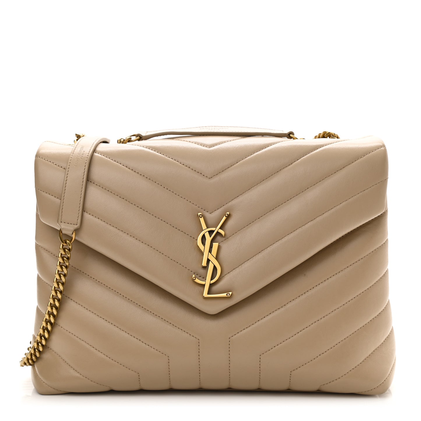 Calfskin Y Quilted Monogram Medium Loulou Chain Satchel Light Natural