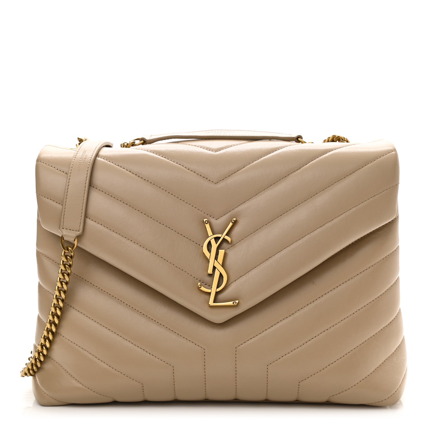 Saint Laurent Calfskin Y Quilted Monogram Medium Loulou Chain Satchel Light Natural 1 of 11