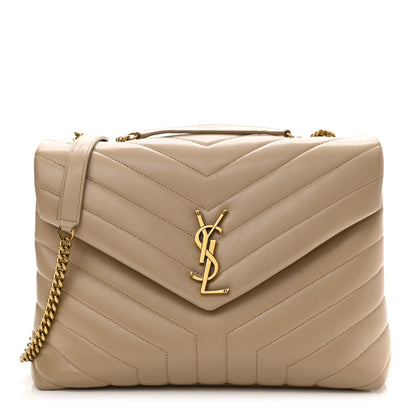 Saint Laurent Calfskin Y Quilted Monogram Medium Loulou Chain Satchel Light Natural 1 of 11
