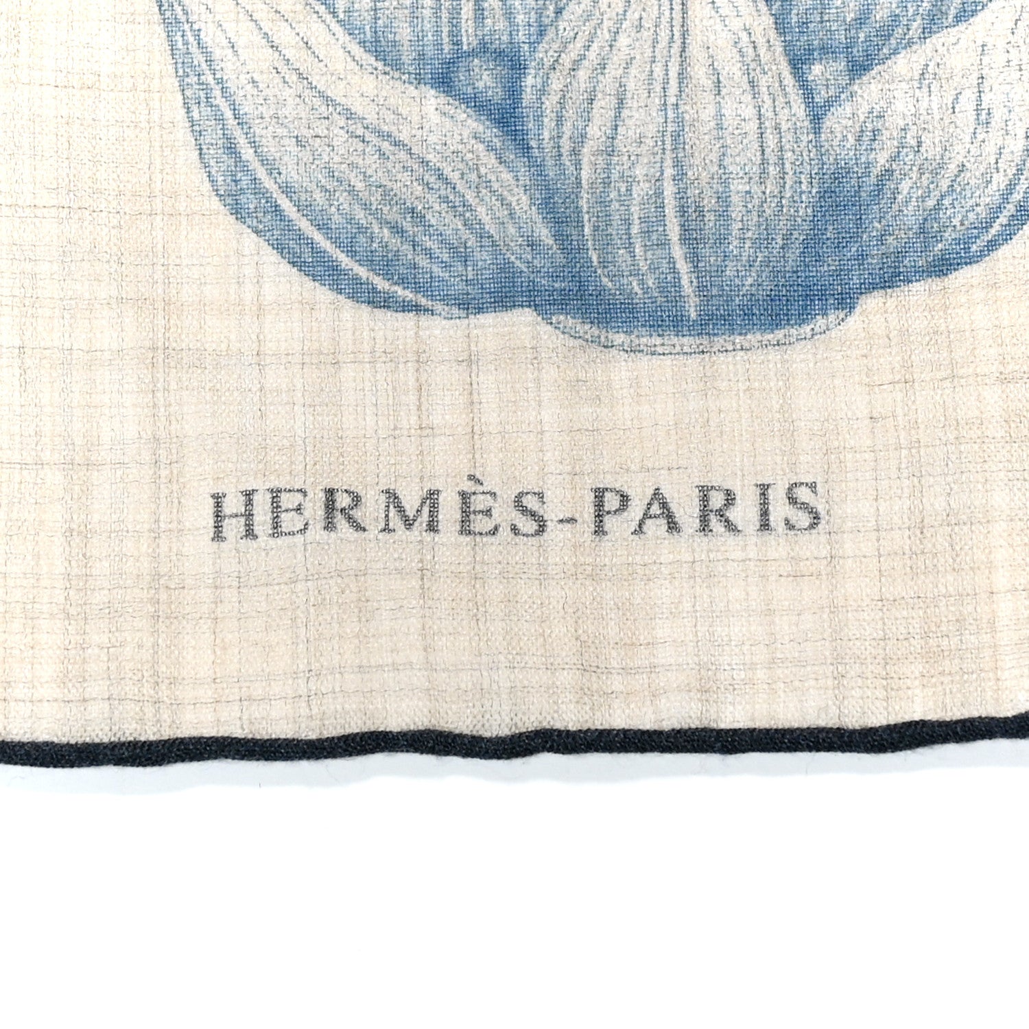 Hermes Cashmere Index Palmarum Finesse Scarf 90 White Bleu Kaki 2 of 6