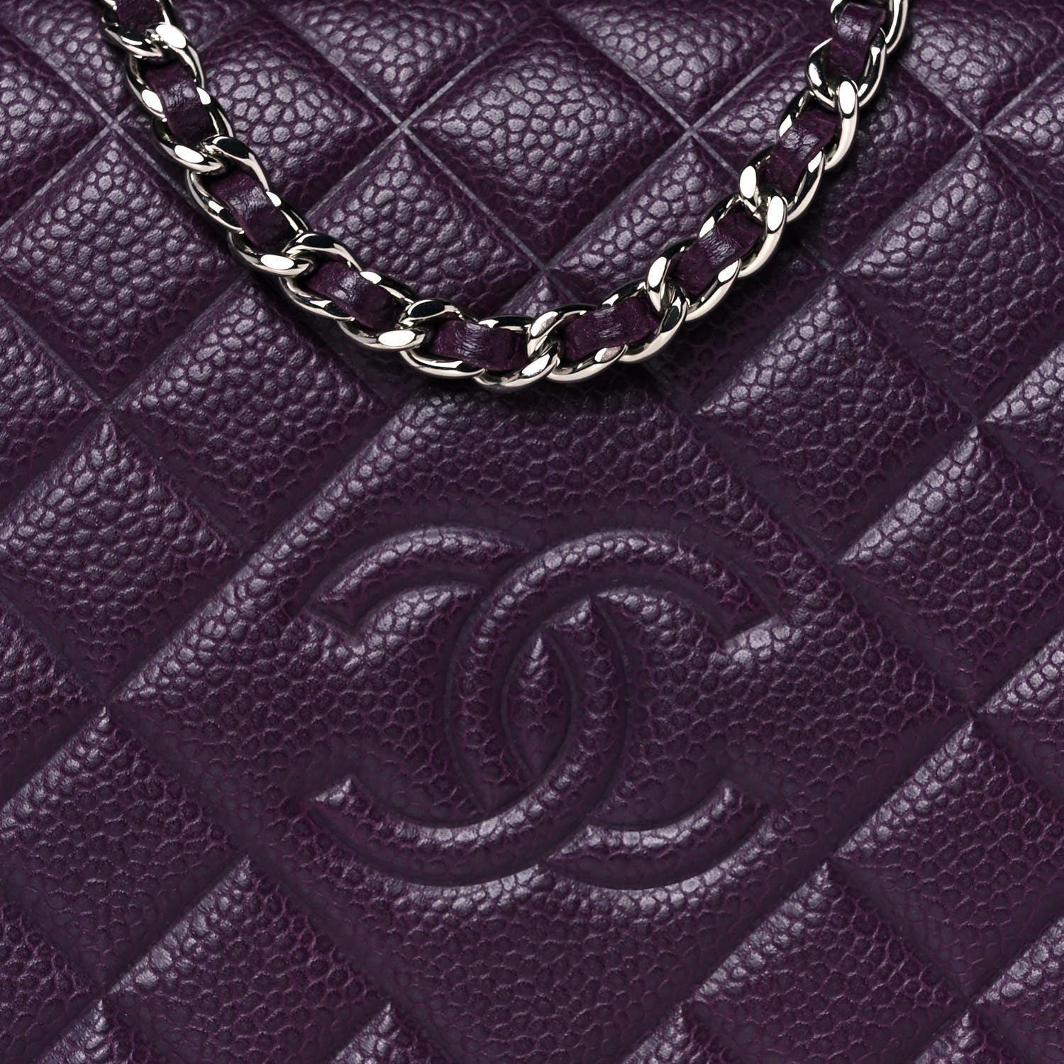 Chanel Caviar Quilted Diamond CC Wallet On Chain WOC Dark Purple 8 of 14