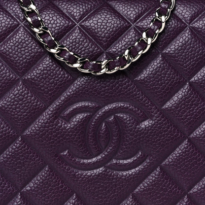 Chanel Caviar Quilted Diamond CC Wallet On Chain WOC Dark Purple 8 of 14