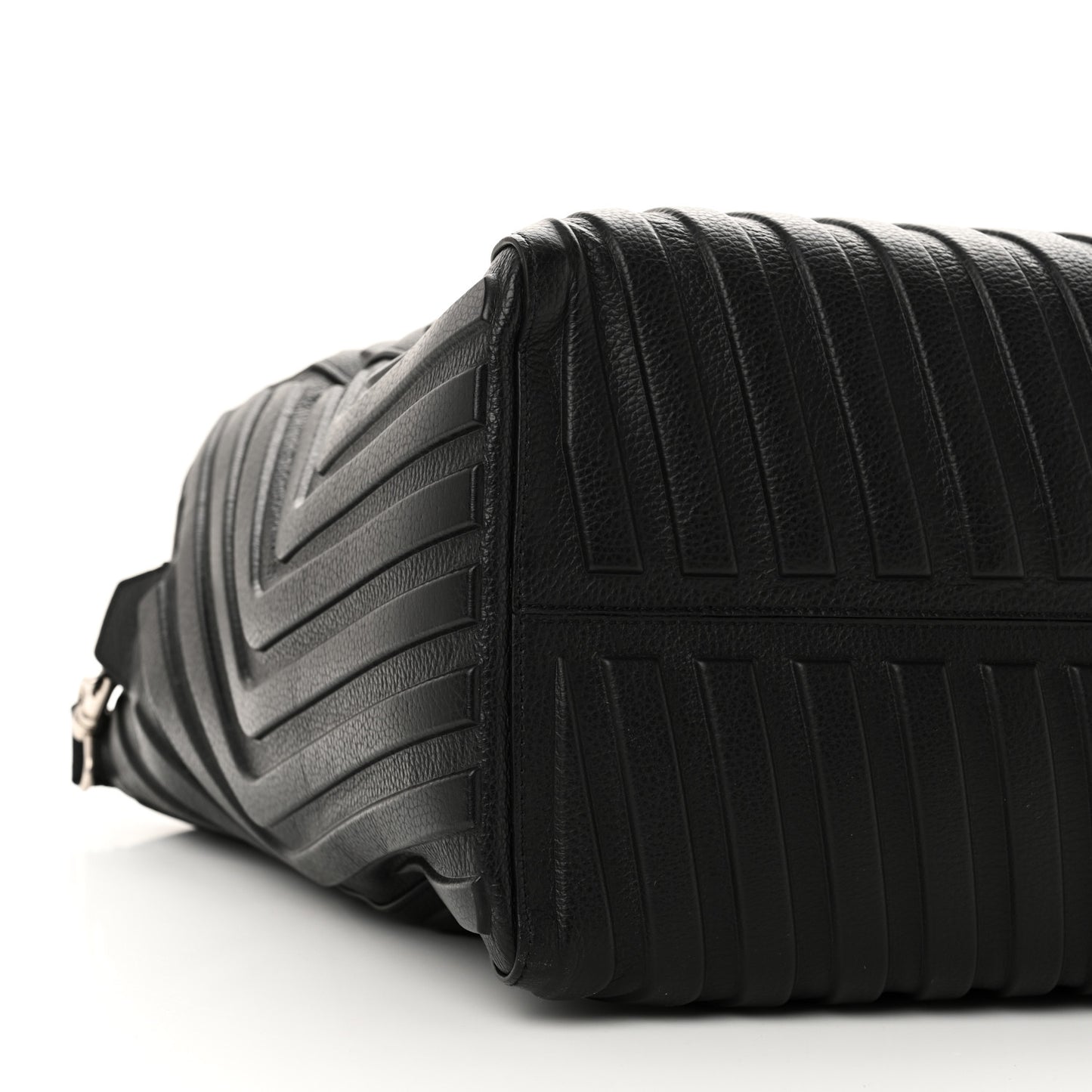 Grained Calfskin Embossed Car East West Tote Black