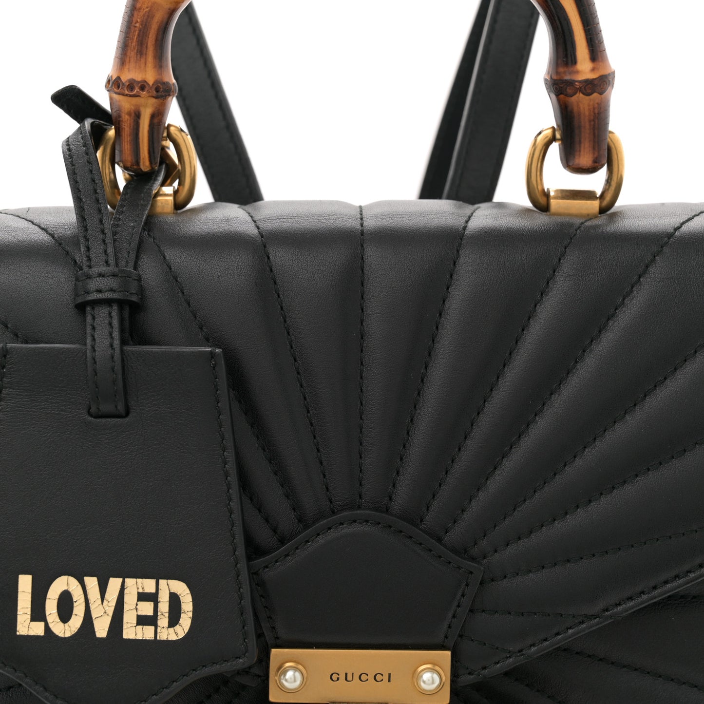 Calfskin Bamboo Trapuntata Queen Margaret Backpack Black