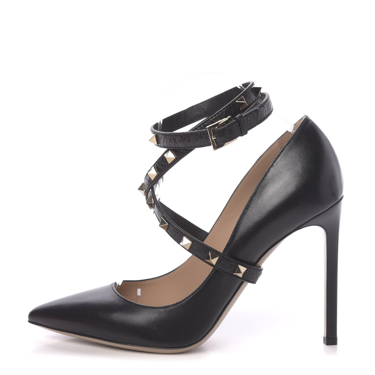 Nappa Rockstud Studwrap Strap 105mm Pumps 39 Black