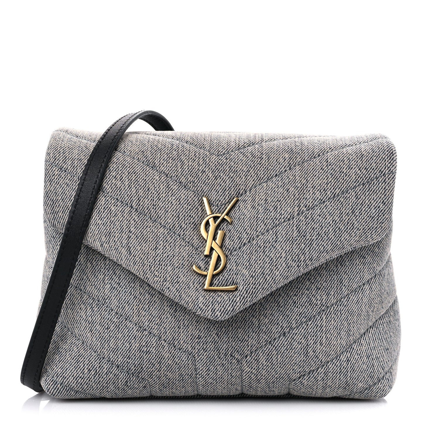 Denim Y Quilted Monogram Toy Loulou Crossbody Bag Grey