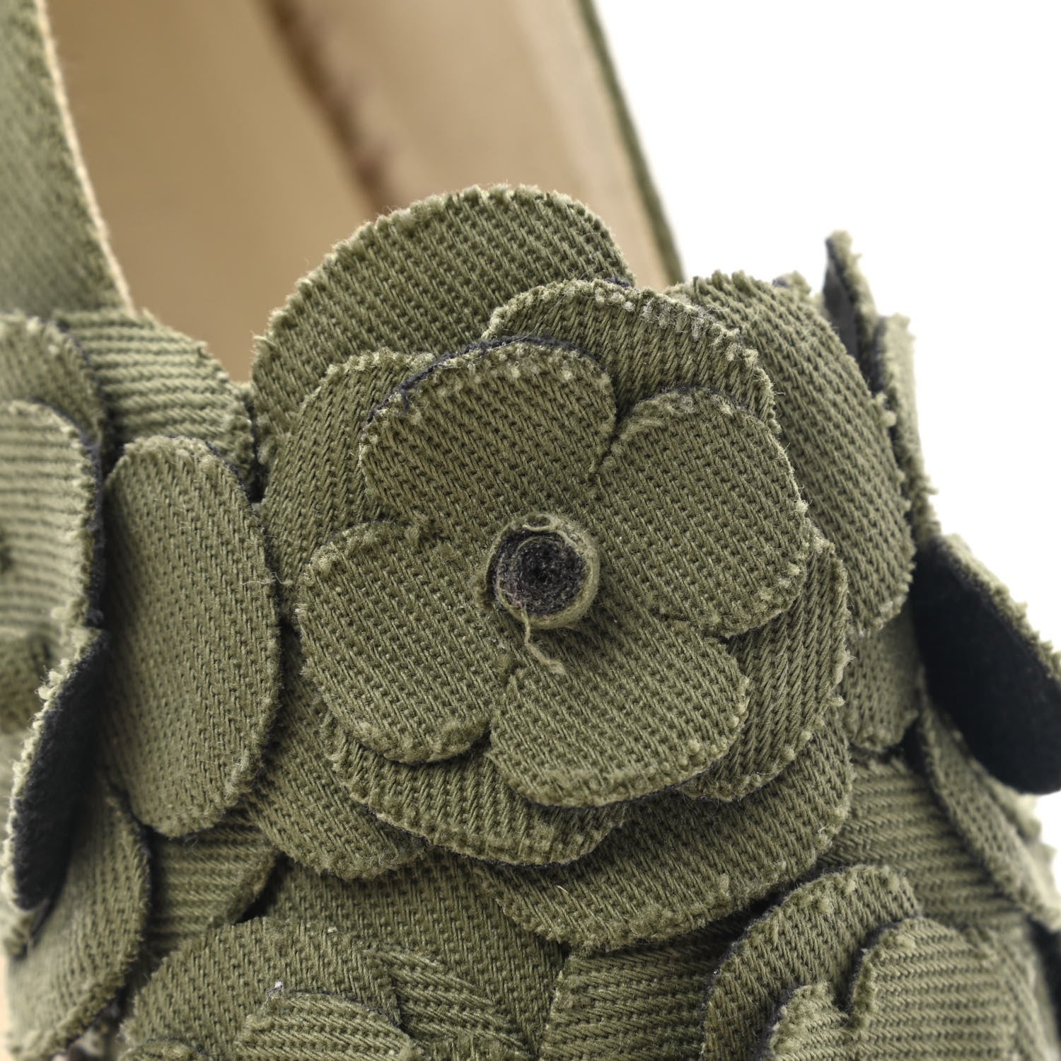 Chanel Fabric Camellia CC Espadrilles 40 Khaki 9 of 10