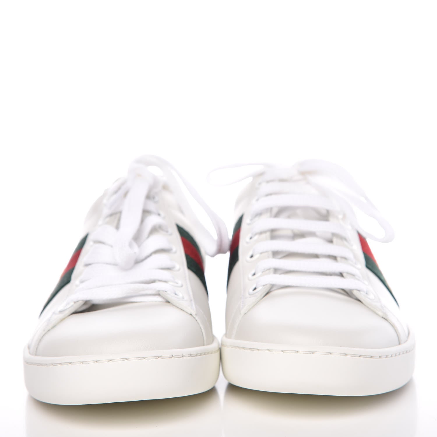 Gucci Calfskin Ayers Bee Embroidered Womens Ace Sneakers 36 White Green 2 of 9