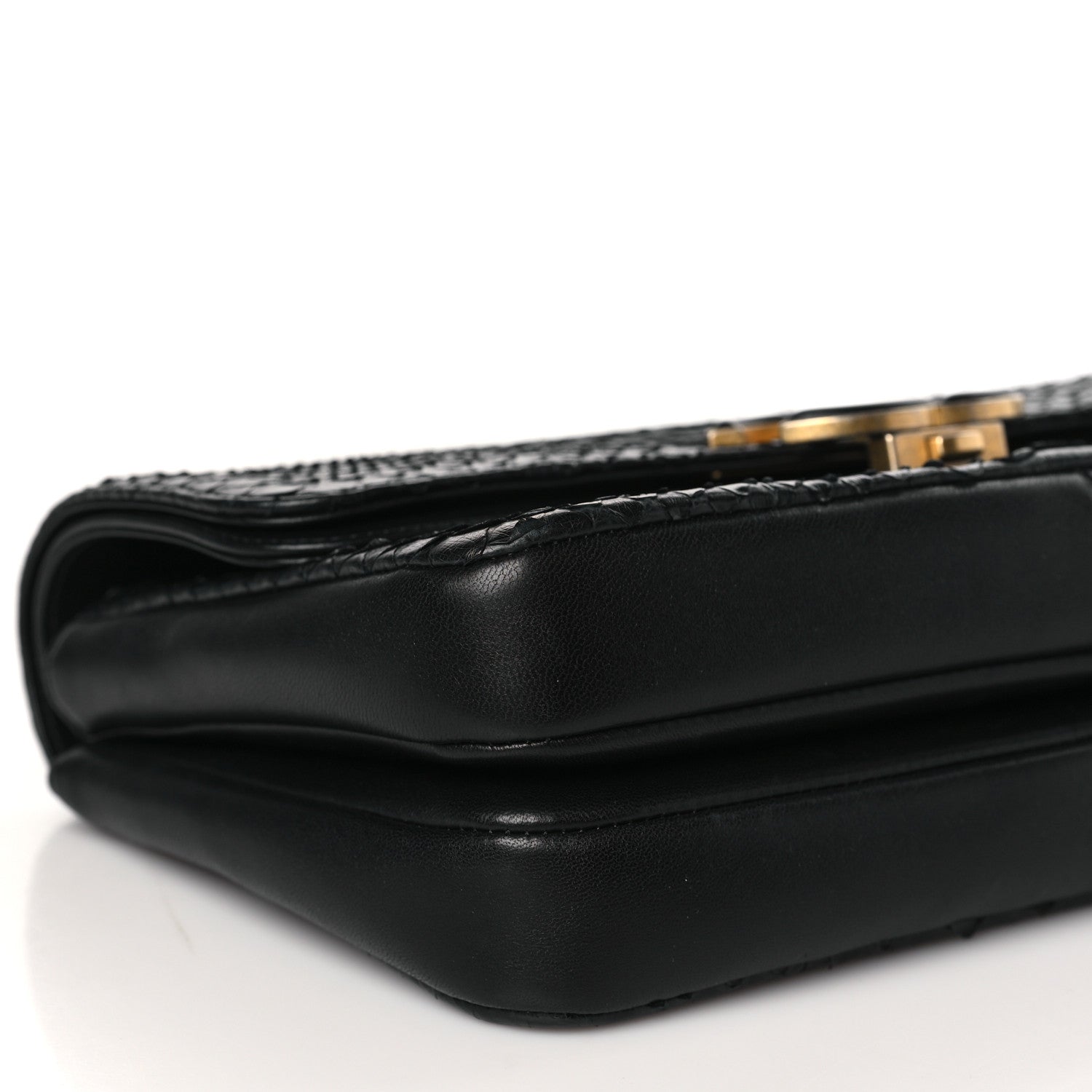 Chanel Snakeskin Lambskin Medium Enamel CC Flap Black 8 of 10