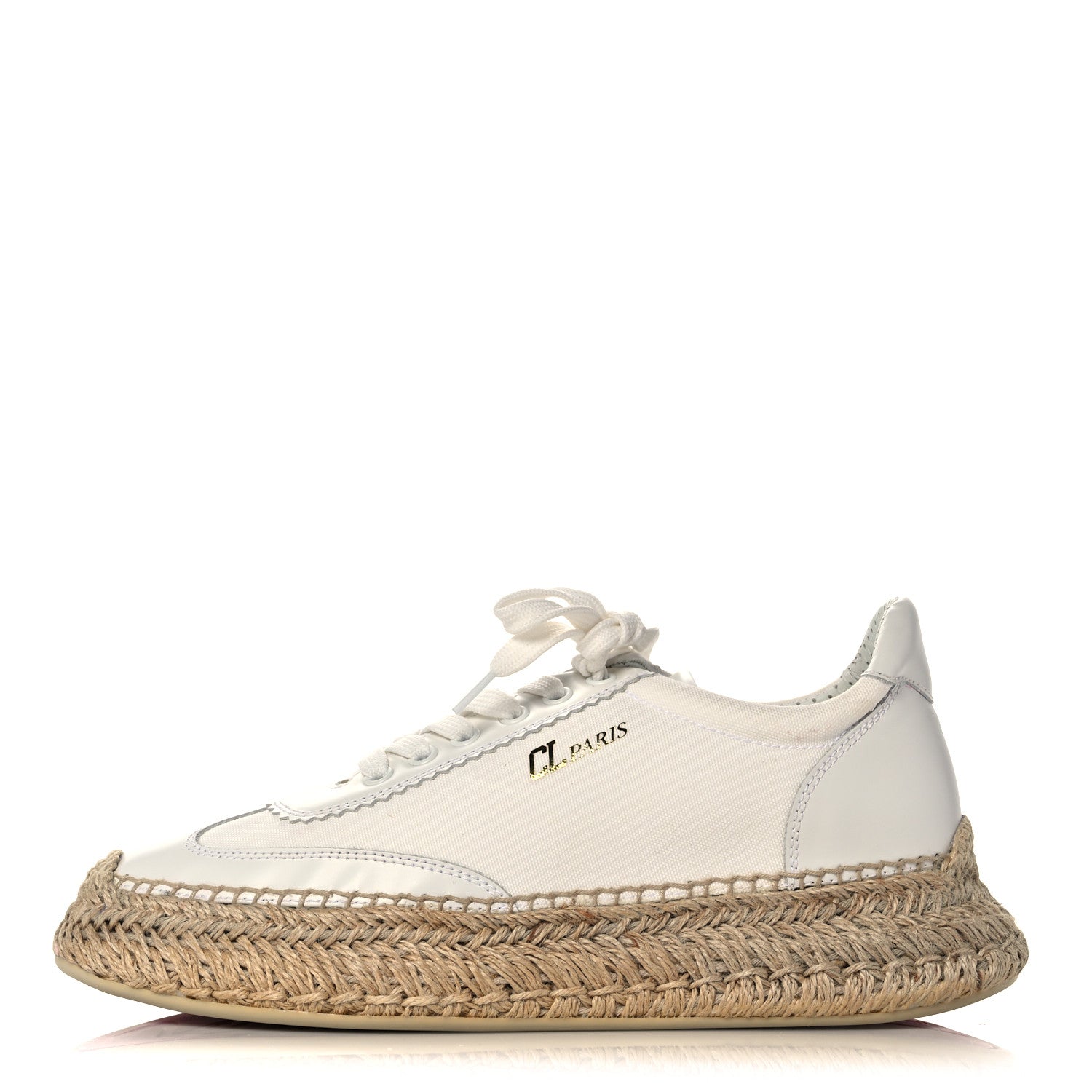 Christian Louboutin Toile Calfskin Espasneak Flat Sneaker 39 Ivory 1 of 9