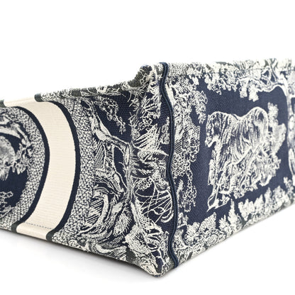 Christian Dior Canvas Embroidered Medium Dioriviera Toile De Jouy Book Tote Blue 9 of 13