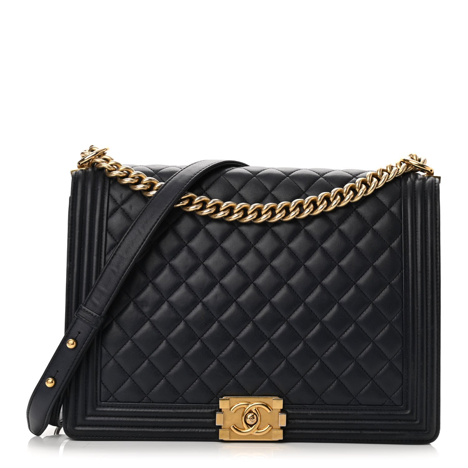 Chanel Lambskin Quilted Large Boy Flap Navy 1 of 11