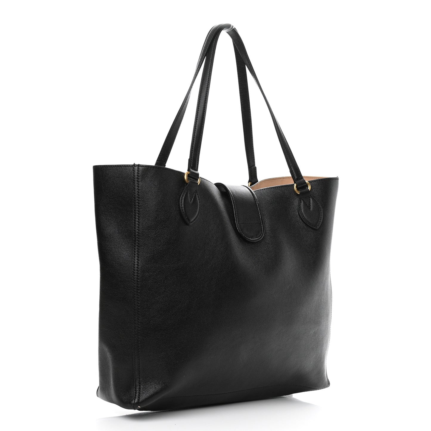 New Sakai Calfskin Lux Medium Dahlia Tote Black
